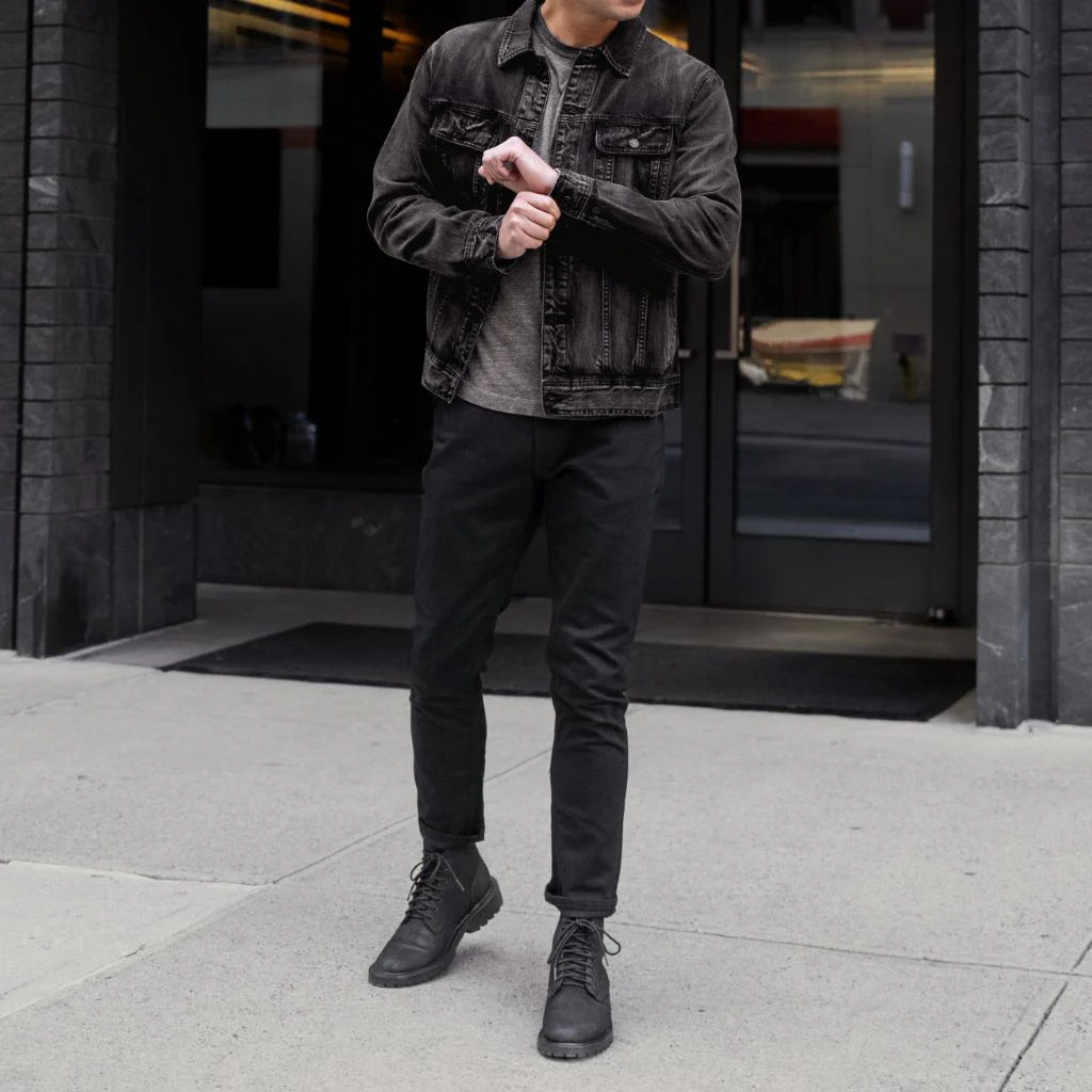 Denim Trucker Jacket | Faded Black - Image 3
