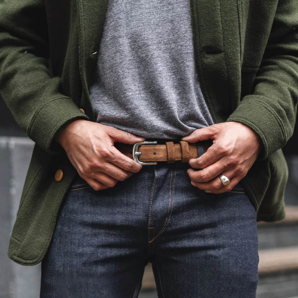 Men's Refined Leather Belt | Cognac Suede - Image 4