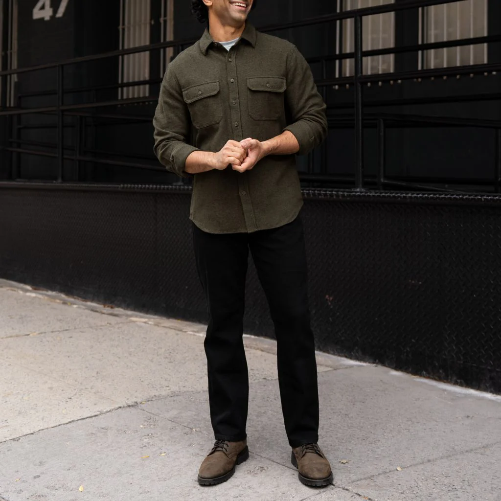 Summit Flannel Shirt | Olive Herringbone - Image 8