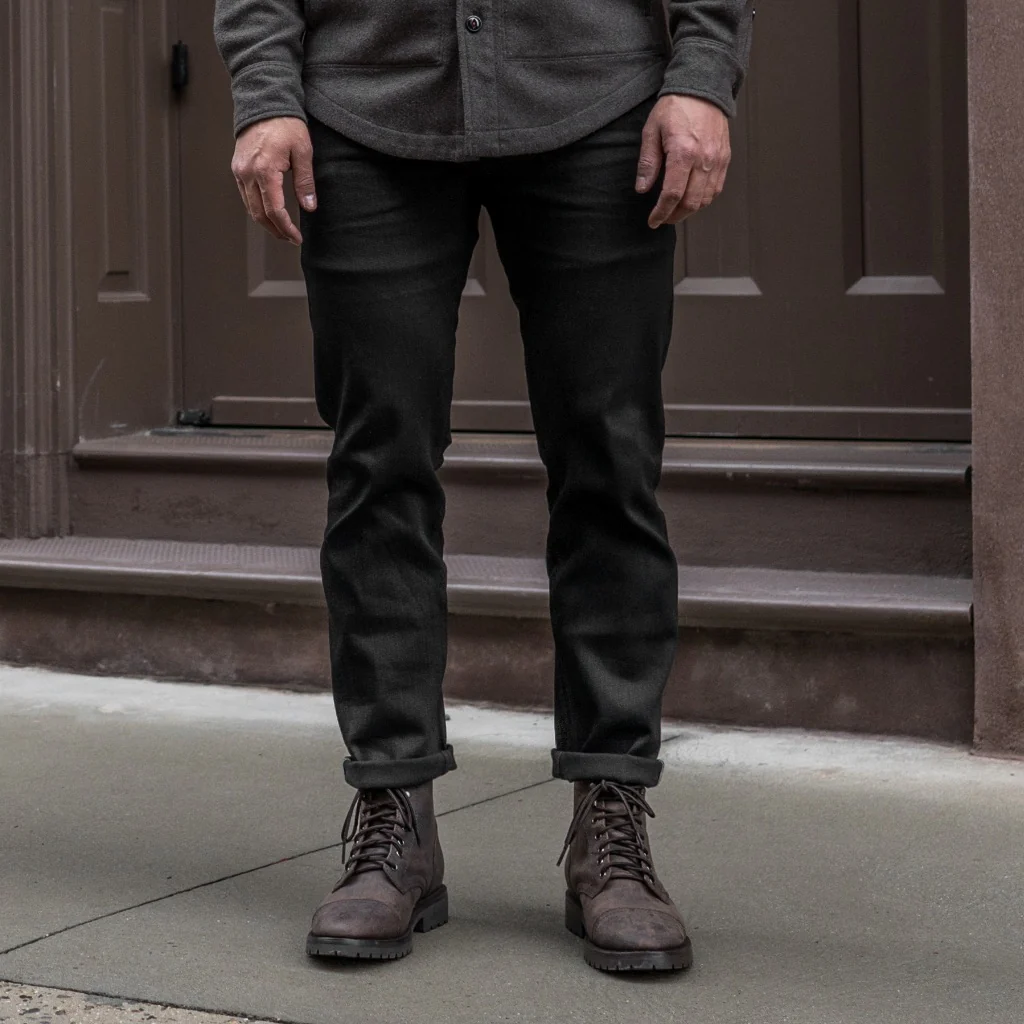 UB Stretch Selvedge Tapered Jeans | Black - Image 7