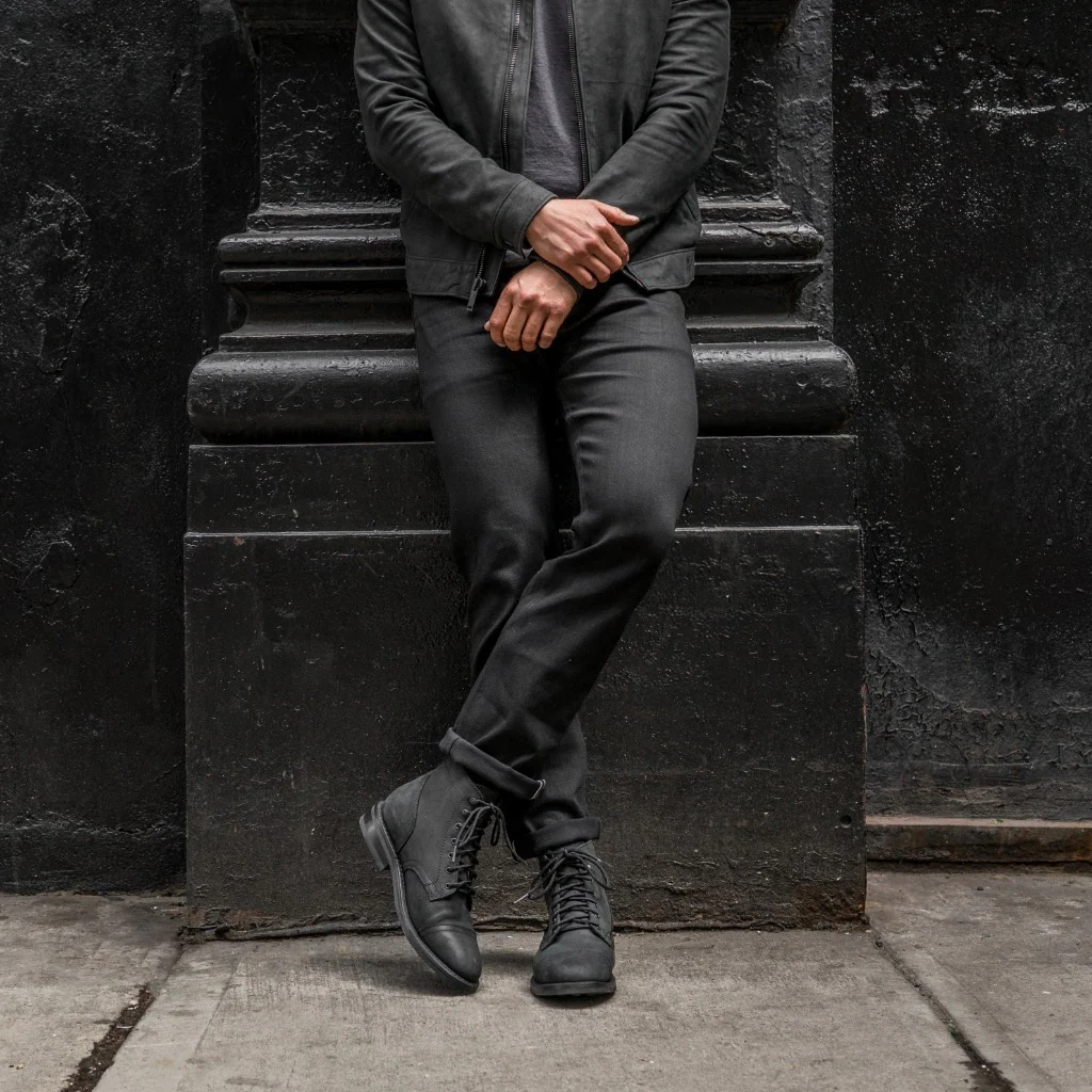 UB Stretch Selvedge Tapered Jeans | Black - Image 8
