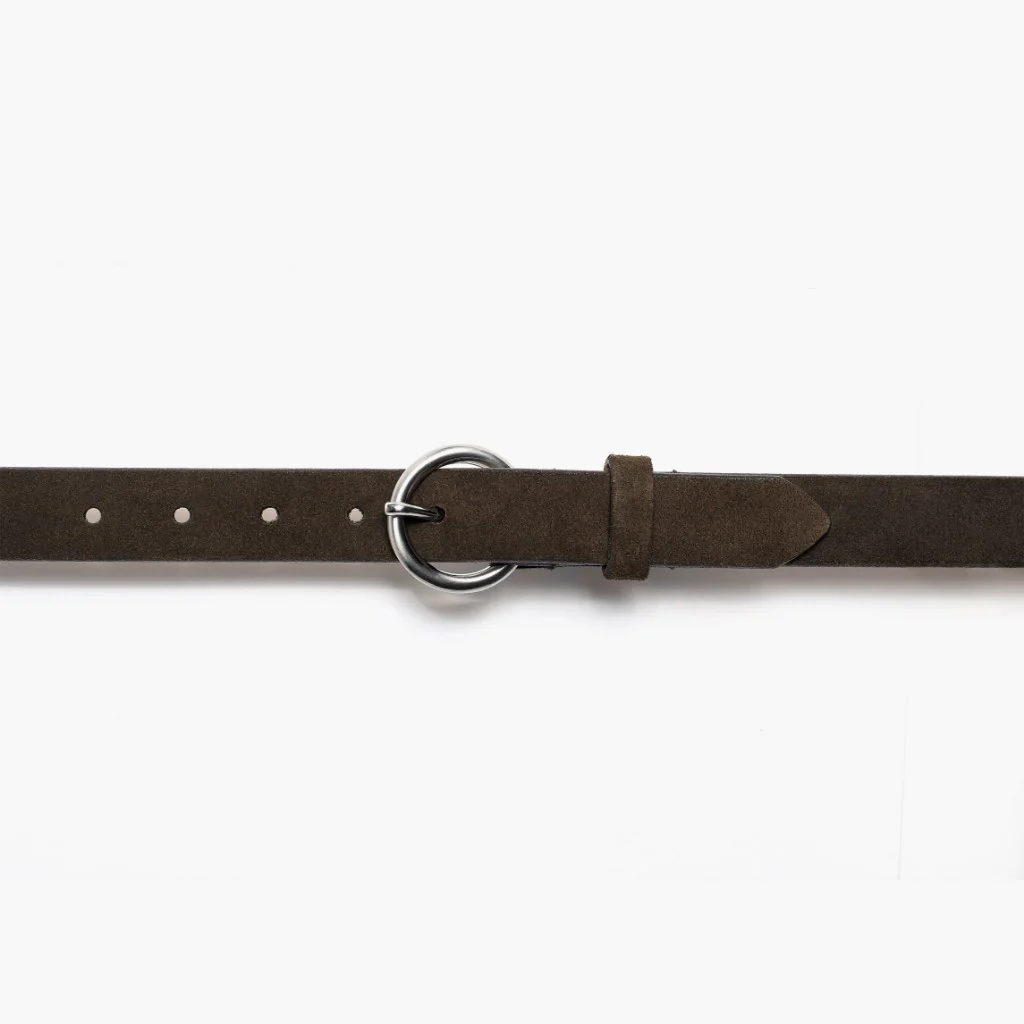 Women's Circle Leather Belt | Dark Olive Suede - Image 2
