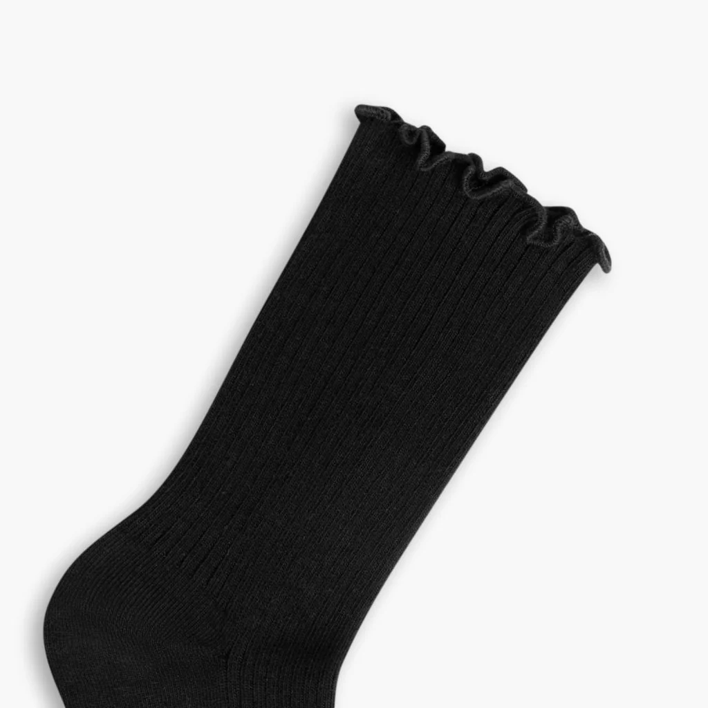 Women’s Ruffle Rib Quarter Sock | Black - Image 2